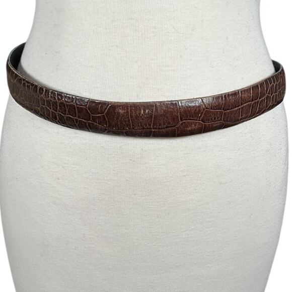 Tulliani Italian Calfskin Leather Belt Silver Solid Brass Buckle Made in Italy - Picture 8 of 15